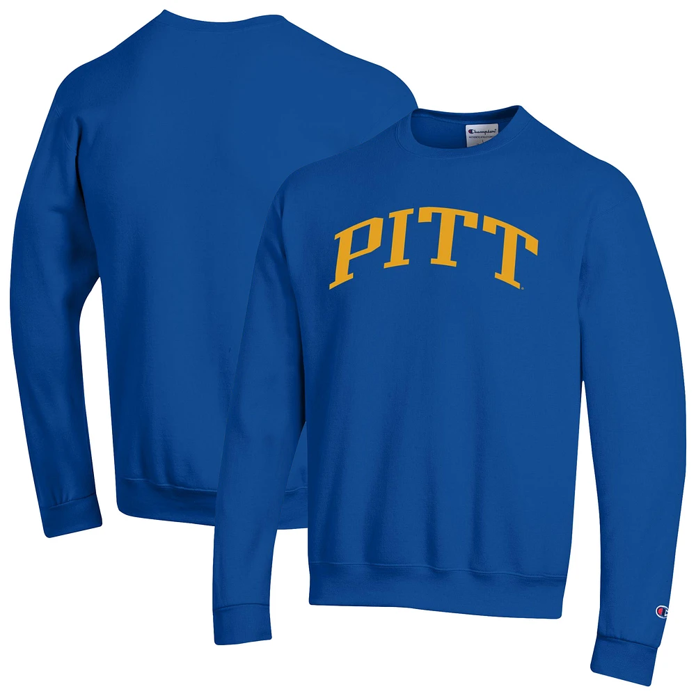 Men's Champion Royal Pitt Panthers Basic Arch Fleece Pullover Sweatshirt