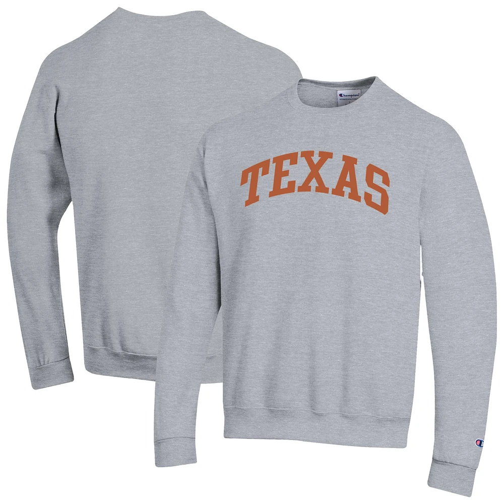 Men's Champion Heather Gray Texas Longhorns Basic Arch Fleece Pullover Sweatshirt