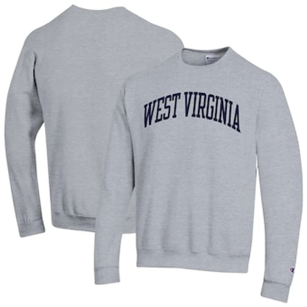 Men's Champion Heather Gray West Virginia Mountaineers Basic Arch Fleece Pullover Sweatshirt