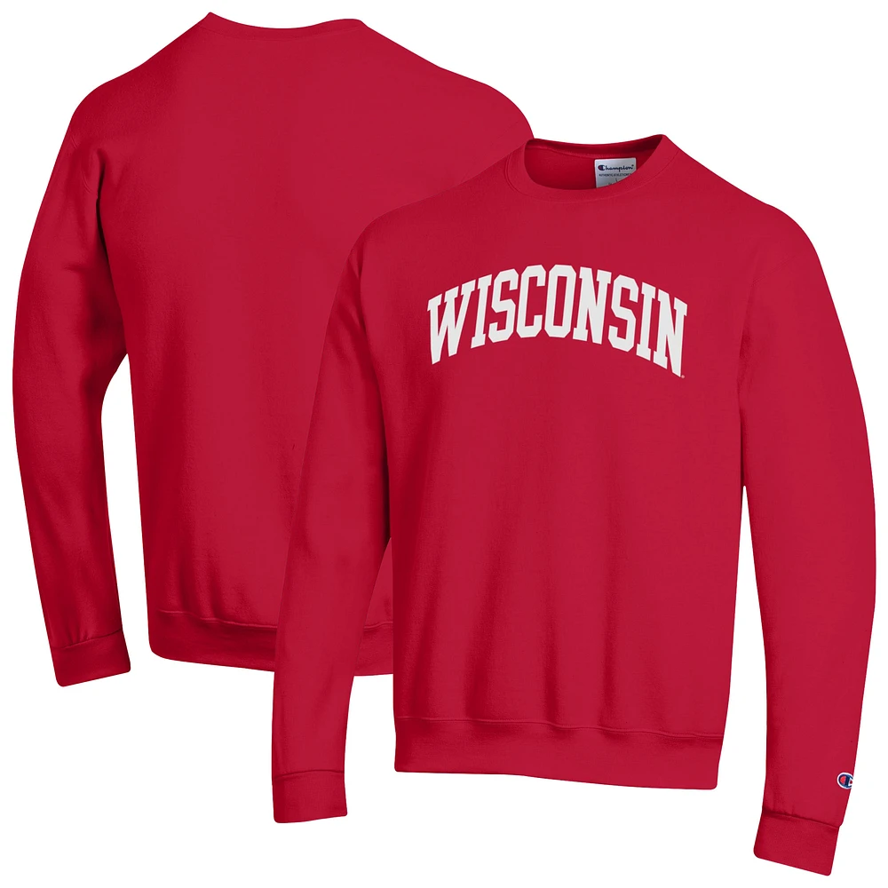 Men's Champion Wisconsin Badgers Basic Arch Fleece Pullover Sweatshirt