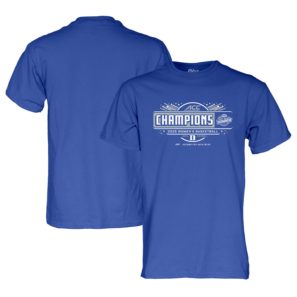 Men's Blue 84 Royal Duke Devils 2025 ACC Women's Basketball Conference Tournament Champions Locker Room T-Shirt