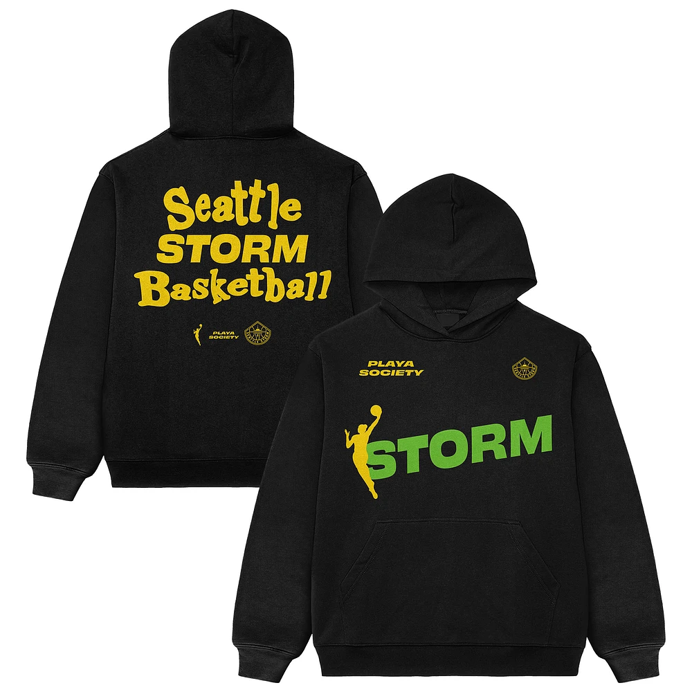 Unisex Playa Society Black Seattle Storm Team Pullover Hoodie