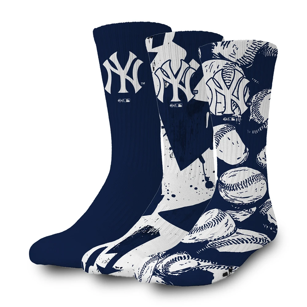 ISlide New York Yankees Three-Pack Lifestyle Crew Socks Set