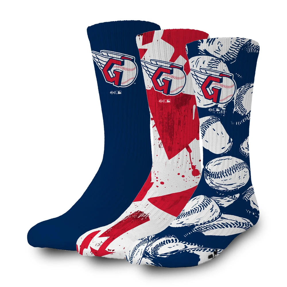 ISlide Cleveland Guardians Three-Pack Lifestyle Crew Socks Set