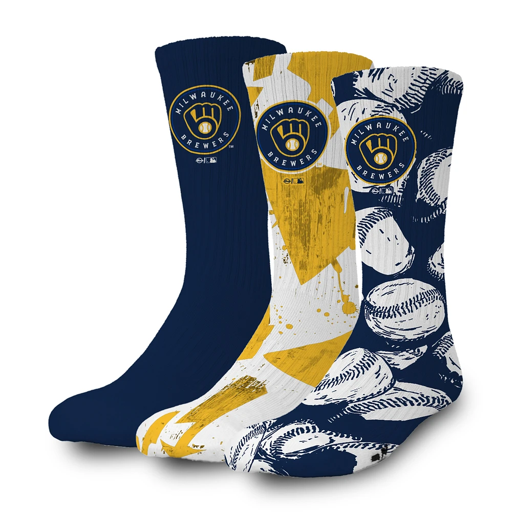 ISlide Milwaukee Brewers Three-Pack Lifestyle Crew Socks Set