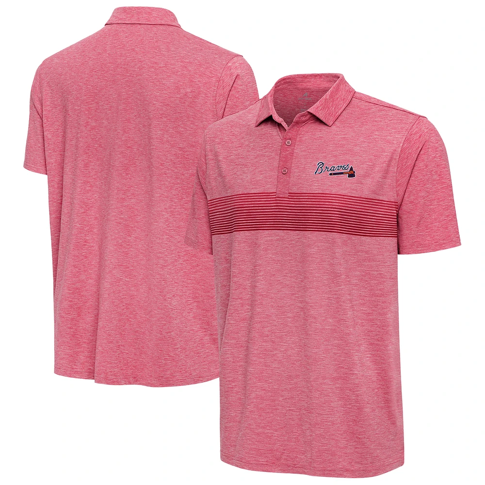 Men's Antigua Heather Red Atlanta Braves Dashing Polo
