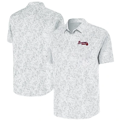 Men's Antigua White Atlanta Braves Lush Button-Up Shirt
