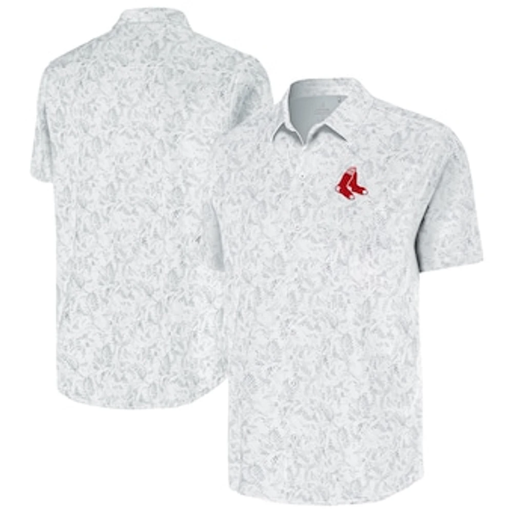 Men's Antigua White Boston Red Sox Lush Button-Up Shirt