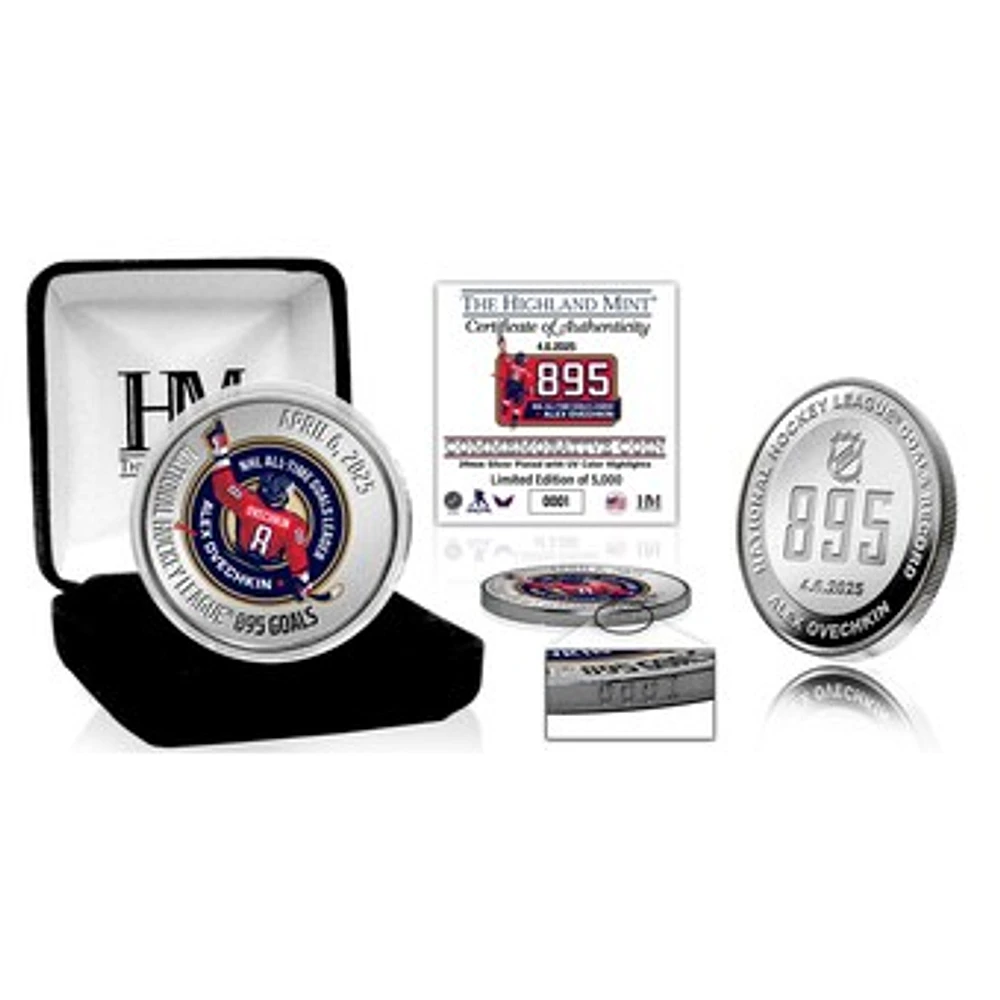 Highland Mint Alexander Ovechkin Washington Capitals NHL All-Time Leading Goal Scorer 39mm Silver Coin
