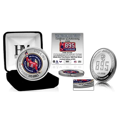 Highland Mint Alexander Ovechkin Washington Capitals NHL All-Time Leading Goal Scorer 39mm Fine Silver Coin