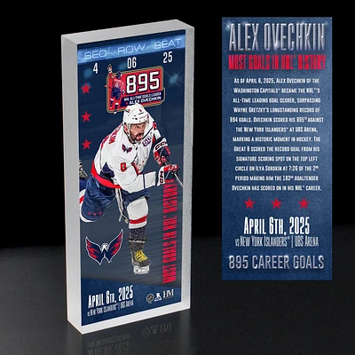 Highland Mint Alexander Ovechkin Washington Capitals NHL All-Time Leading Goal Scorer 2.5'' x 6'' 3D Ticket Acrylic Block