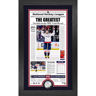 Highland Mint Alexander Ovechkin Washington Capitals NHL All-Time Leading Goal Scorer 12" x 20" Front Page News Silver Coin Photo Mint