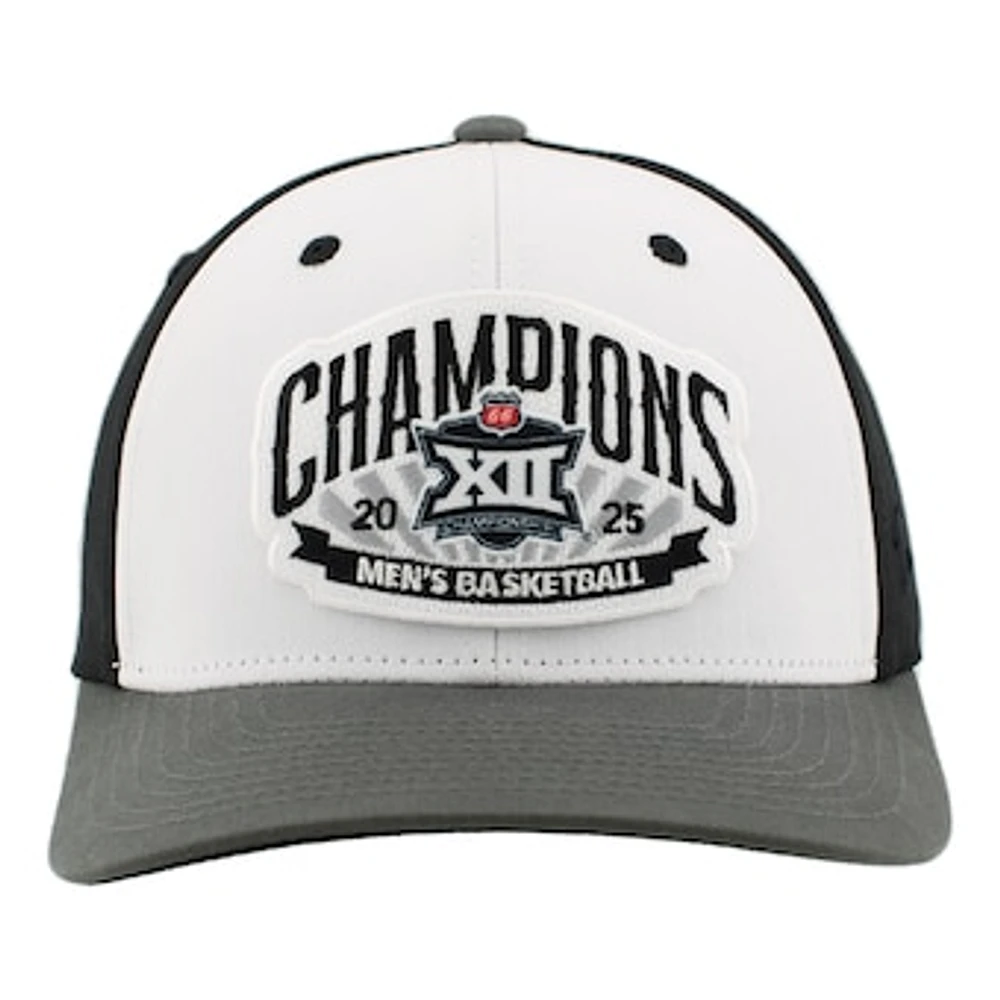 Unisex Zephyr White/Charcoal Houston Cougars 2025 Big 12 Men's Basketball Conference Tournament Champions Locker Room Adjustable Hat