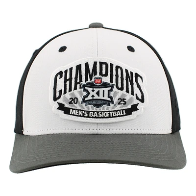 Unisex Zephyr White/Charcoal Houston Cougars 2025 Big 12 Men's Basketball Conference Tournament Champions Locker Room Adjustable Hat