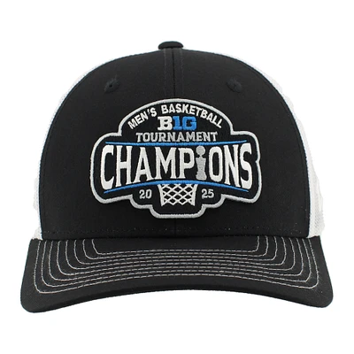 Unisex Zephyr Black/White Michigan Wolverines 2025 Big Ten Men's Basketball Conference Tournament Champions Locker Room Adjustable Trucker Hat