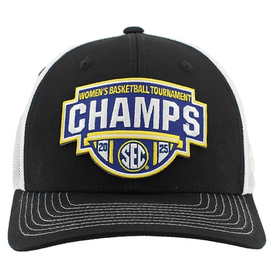 Unisex Zephyr Black/White South Carolina Gamecocks 2025 SEC Women's Basketball Conference Tournament Champions Locker Room Trucker Adjustable Hat