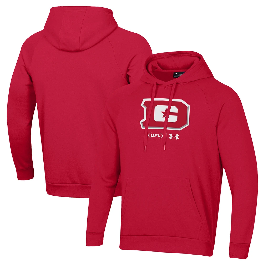 Men's Under Armour Red DC Defenders Rival Fleece Pullover Hoodie