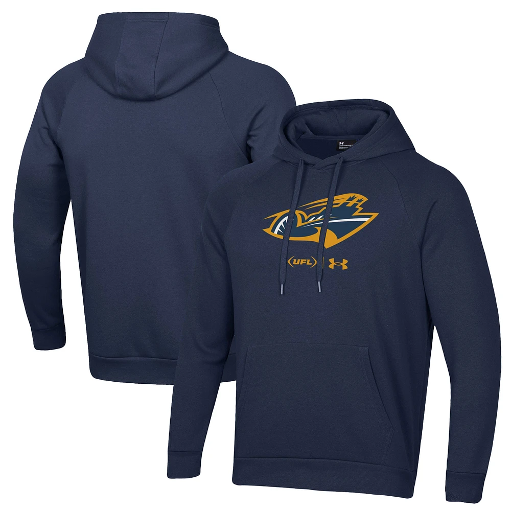 Men's Under Armour Navy Memphis Showboats Rival Fleece Pullover Hoodie