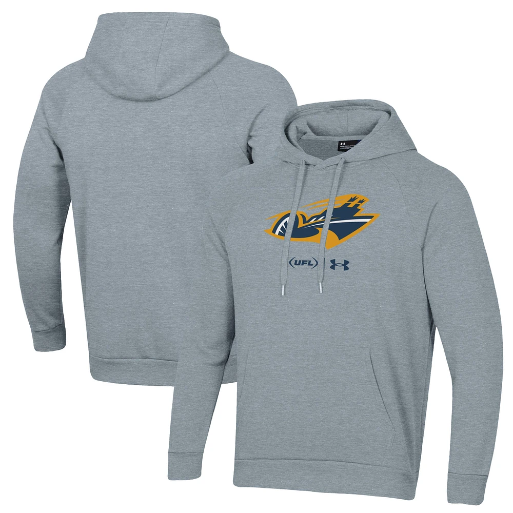 Men's Under Armour Gray Memphis Showboats Rival Fleece Pullover Hoodie