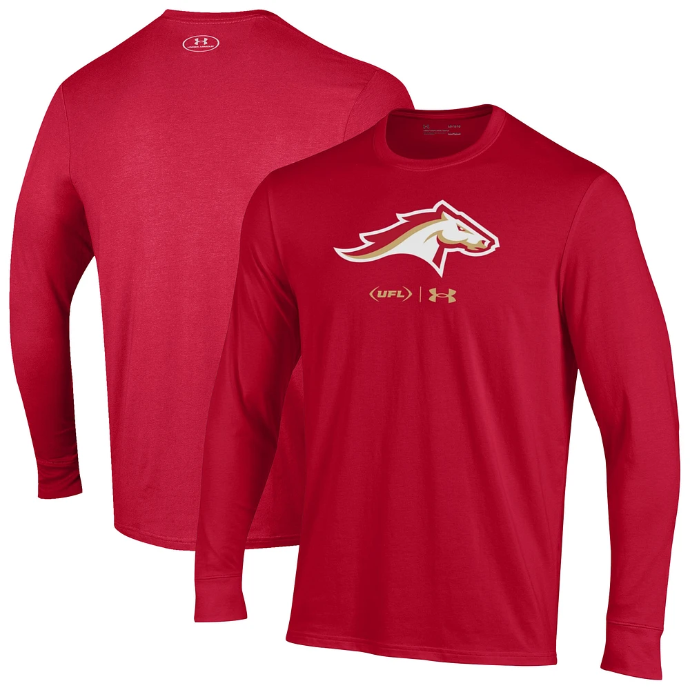 Men's Under Armour Red Birmingham Stallions Long Sleeve T-Shirt