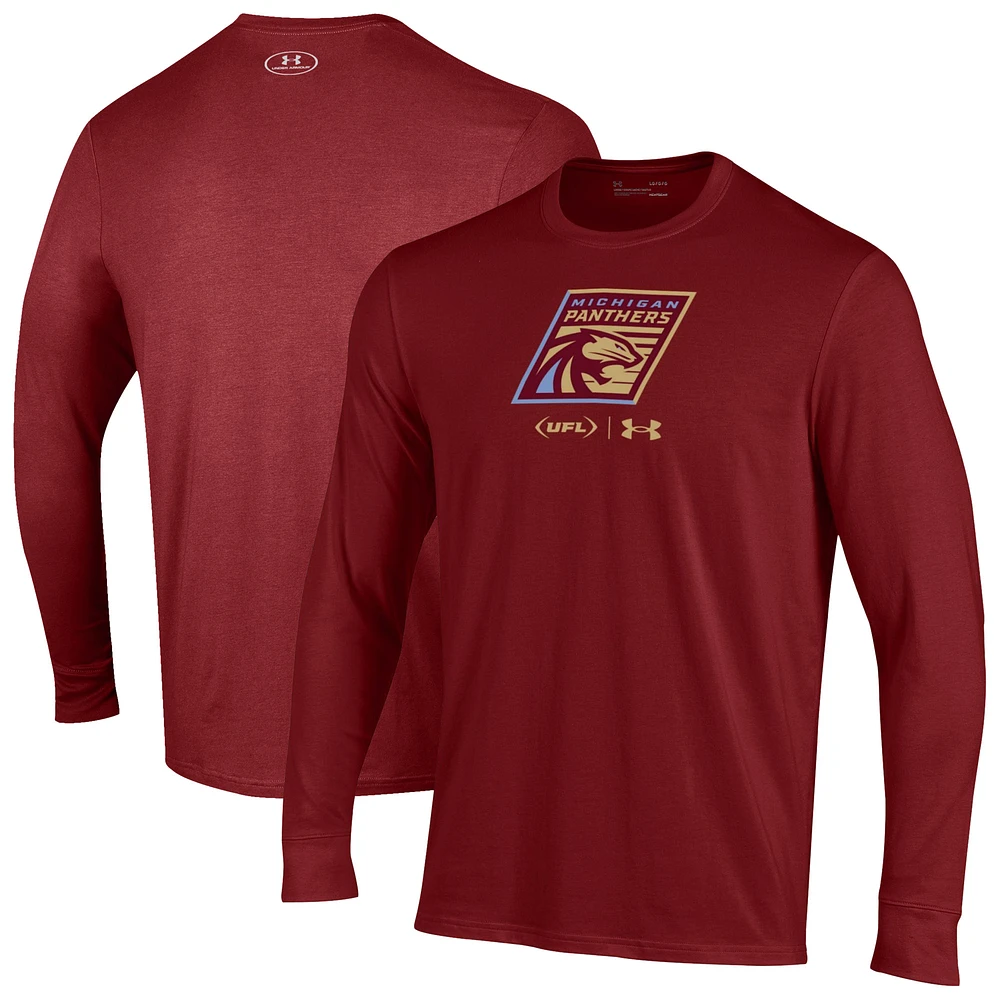 Men's Under Armour Cardinal Michigan Panthers Long Sleeve T-Shirt