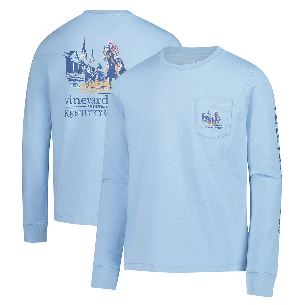 Girl's Youth Vineyard Vines Light Blue 151st Kentucky Derby Painted Race Long Sleeve T-Shirt