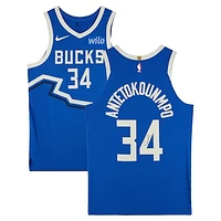 Giannis Antetokounmpo Milwaukee Bucks Autographed Nike 2024-25 Blue City Edition Authentic Jersey