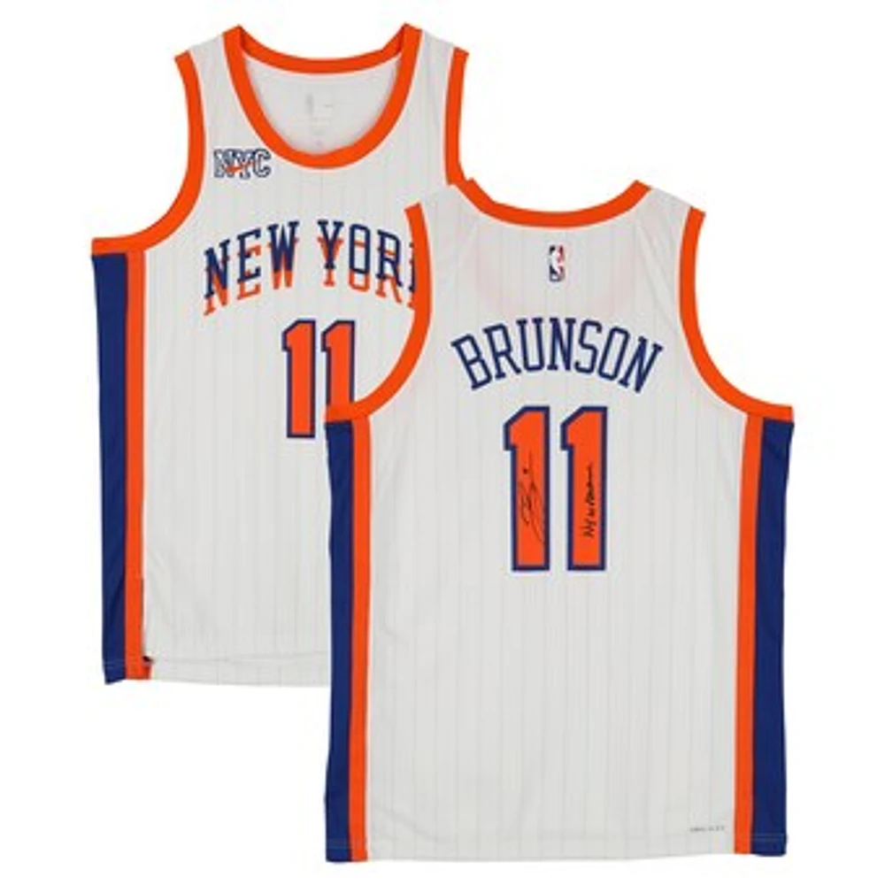 Jalen Brunson New York Knicks Autographed White Nike 2024-25 City Edition Swingman Jersey with "NY or Nowhere" Inscription