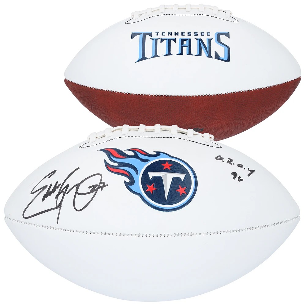 Eddie George Tennessee Titans Autographed Franklin White Panel Football with "OROY 96" Inscription