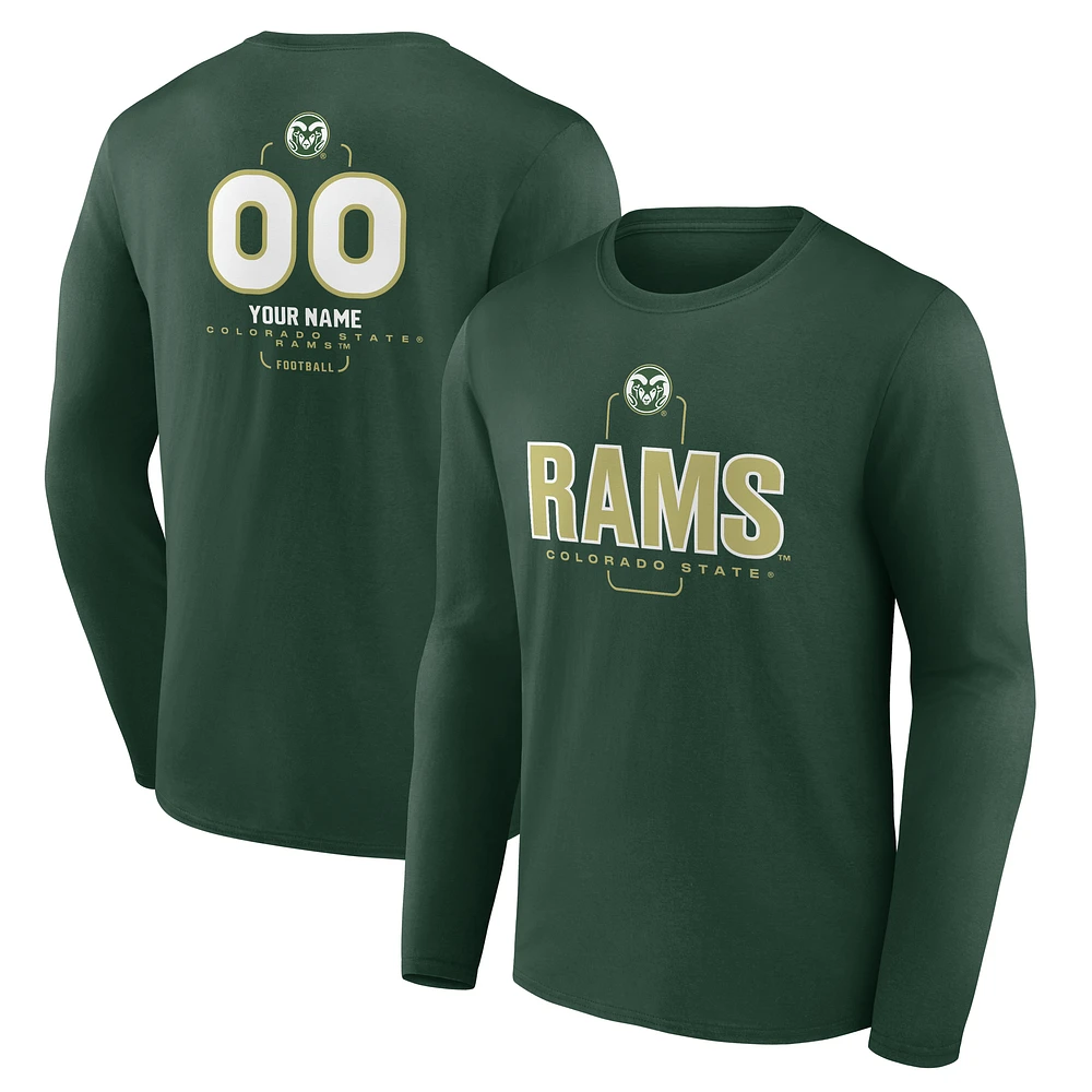 Men's Green Colorado State Rams Personalized Name & Number Midfielder Long Sleeve T-Shirt