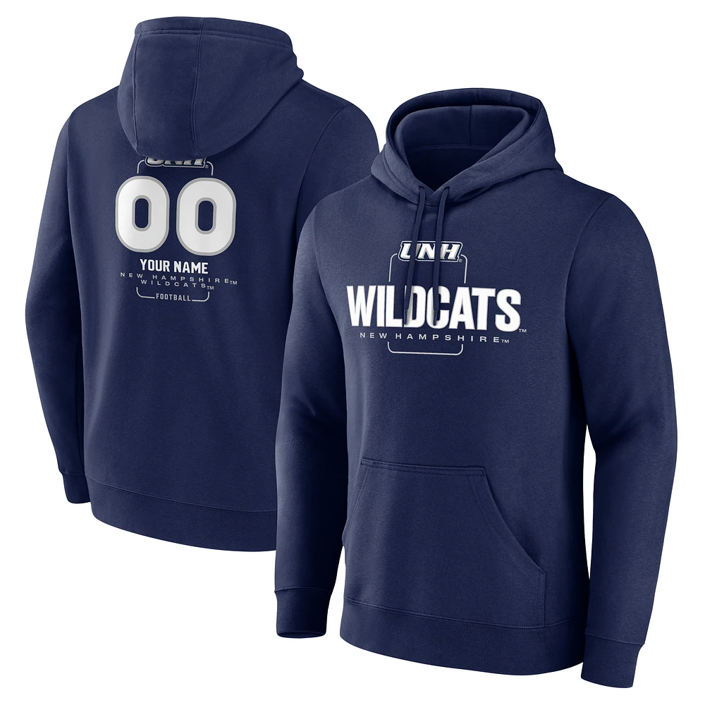 Men's Navy New Hampshire Wildcats Personalized Name & Number Midfielder Pullover Hoodie