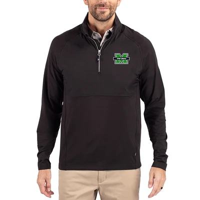 Men's Cutter & Buck Marshall Thundering Herd Adapt Eco Knit Hybrid Recycled Quarter-Zip Jacket