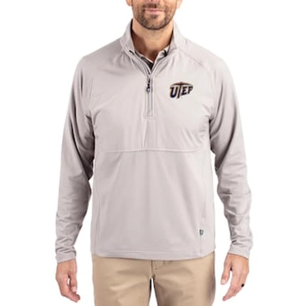 Men's Cutter & Buck UTEP Miners Adapt Eco Knit Hybrid Recycled Quarter-Zip Jacket