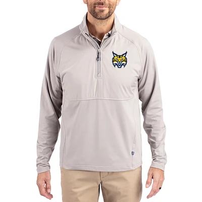 Men's Cutter & Buck Gray Quinnipiac Bobcats Adapt Eco Knit Hybrid Recycled Quarter-Zip Jacket