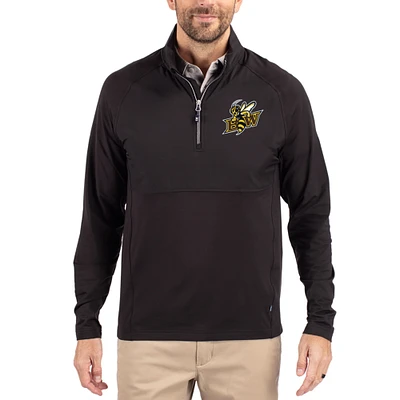 Men's Cutter & Buck Baldwin Wallace Yellow Jackets Adapt Eco Knit Hybrid Recycled Quarter-Zip Jacket