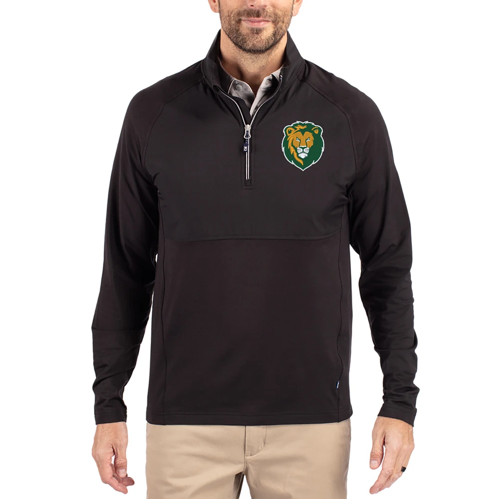 Men's Cutter & Buck Black Southeastern Louisiana Lions Adapt Eco Knit Hybrid Recycled Quarter-Zip Jacket