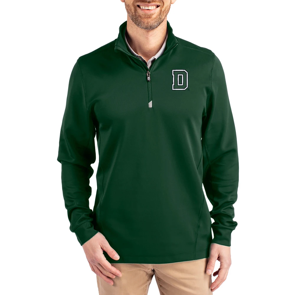 Men's Cutter & Buck Hunter Green Dartmouth Big DryTec Traverse Stretch Eco Tri-Blend Quarter-Zip Pullover