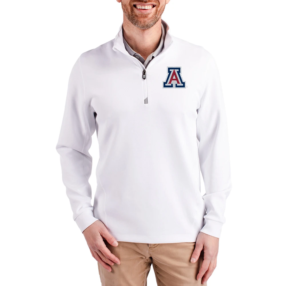 Men's Cutter & Buck Arizona Wildcats DryTec Traverse Stretch Eco Tri-Blend Quarter-Zip Pullover
