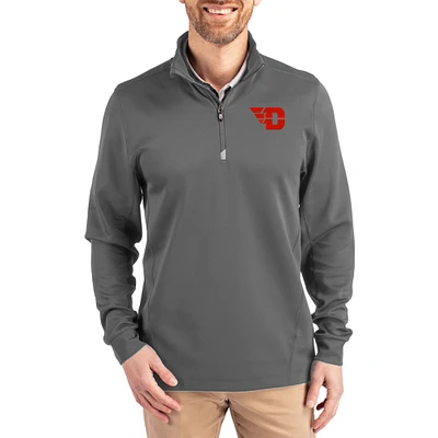 Men's Cutter & Buck Dayton Flyers DryTec Traverse Stretch Eco Tri-Blend Quarter-Zip Pullover