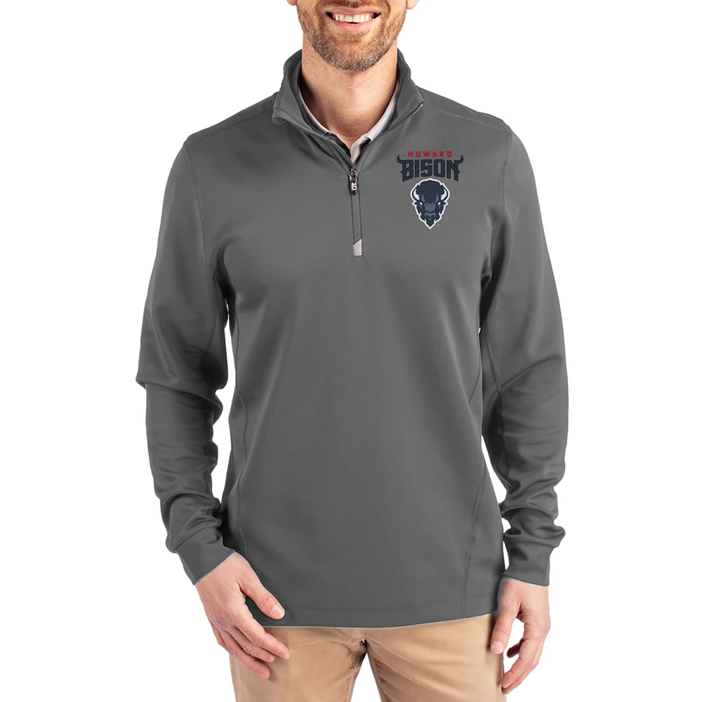 Men's Cutter & Buck Howard Bison DryTec Traverse Stretch Eco Tri-Blend Quarter-Zip Pullover