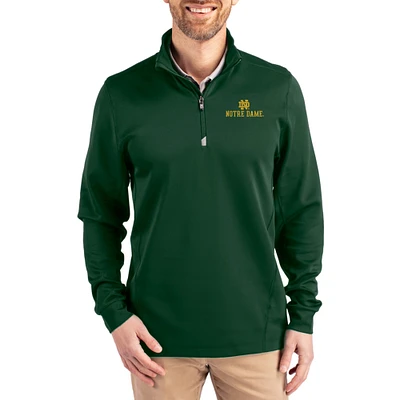 Men's Cutter & Buck Hunter Green Notre Dame Fighting Irish DryTec Traverse Stretch Eco Tri-Blend Quarter-Zip Pullover