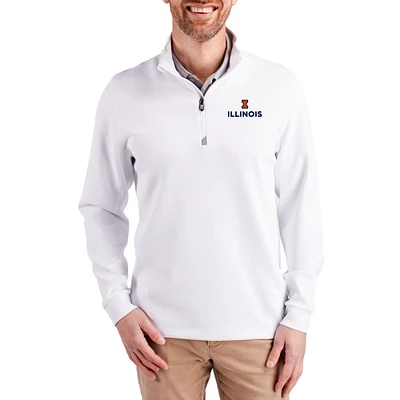 Men's Cutter & Buck Illinois Fighting Illini DryTec Traverse Stretch Eco Tri-Blend Quarter-Zip Pullover