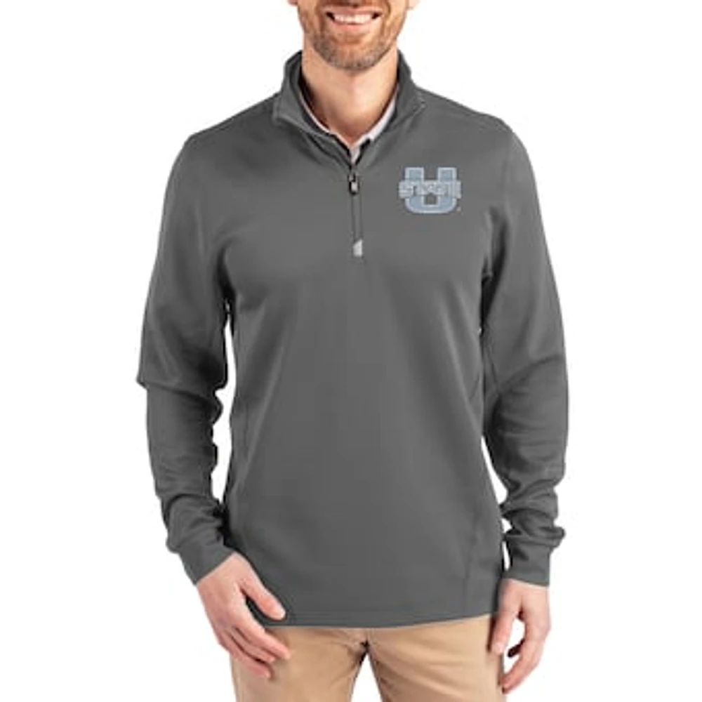 Men's Cutter & Buck Utah State Aggies DryTec Traverse Stretch Eco Tri-Blend Quarter-Zip Pullover
