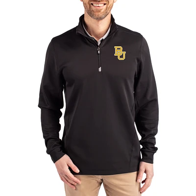 Men's Cutter & Buck Baylor Bears DryTec Traverse Stretch Eco Tri-Blend Quarter-Zip Pullover