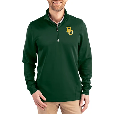 Men's Cutter & Buck Hunter Green Baylor Bears DryTec Traverse Stretch Eco Tri-Blend Quarter-Zip Pullover