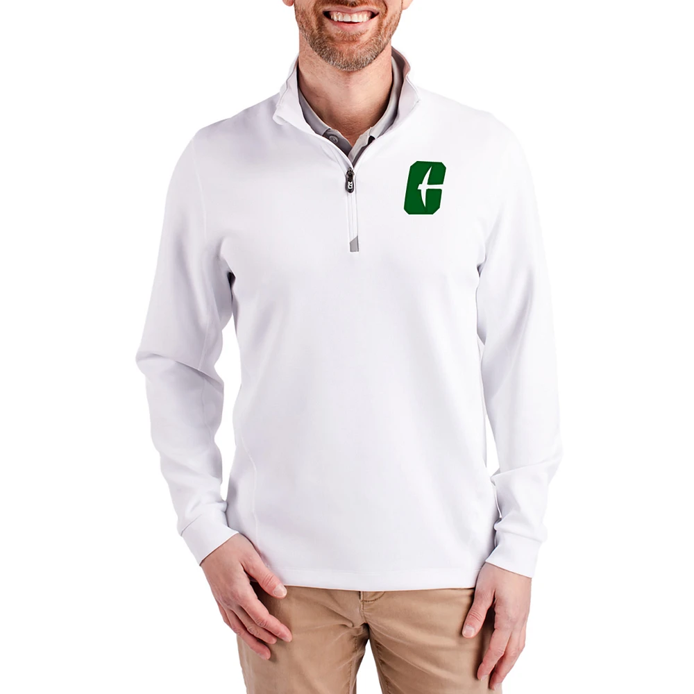 Men's Cutter & Buck Charlotte 49ers DryTec Traverse Stretch Eco Tri-Blend Quarter-Zip Pullover