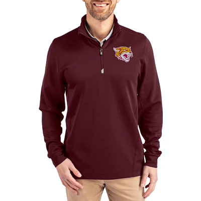 Men's Cutter & Buck Maroon Bethune-Cookman Wildcats DryTec Traverse Stretch Eco Tri-Blend Quarter-Zip Pullover