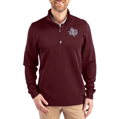 Men's Cutter & Buck Maroon Texas Southern Tigers DryTec Traverse Stretch Eco Tri-Blend Quarter-Zip Pullover