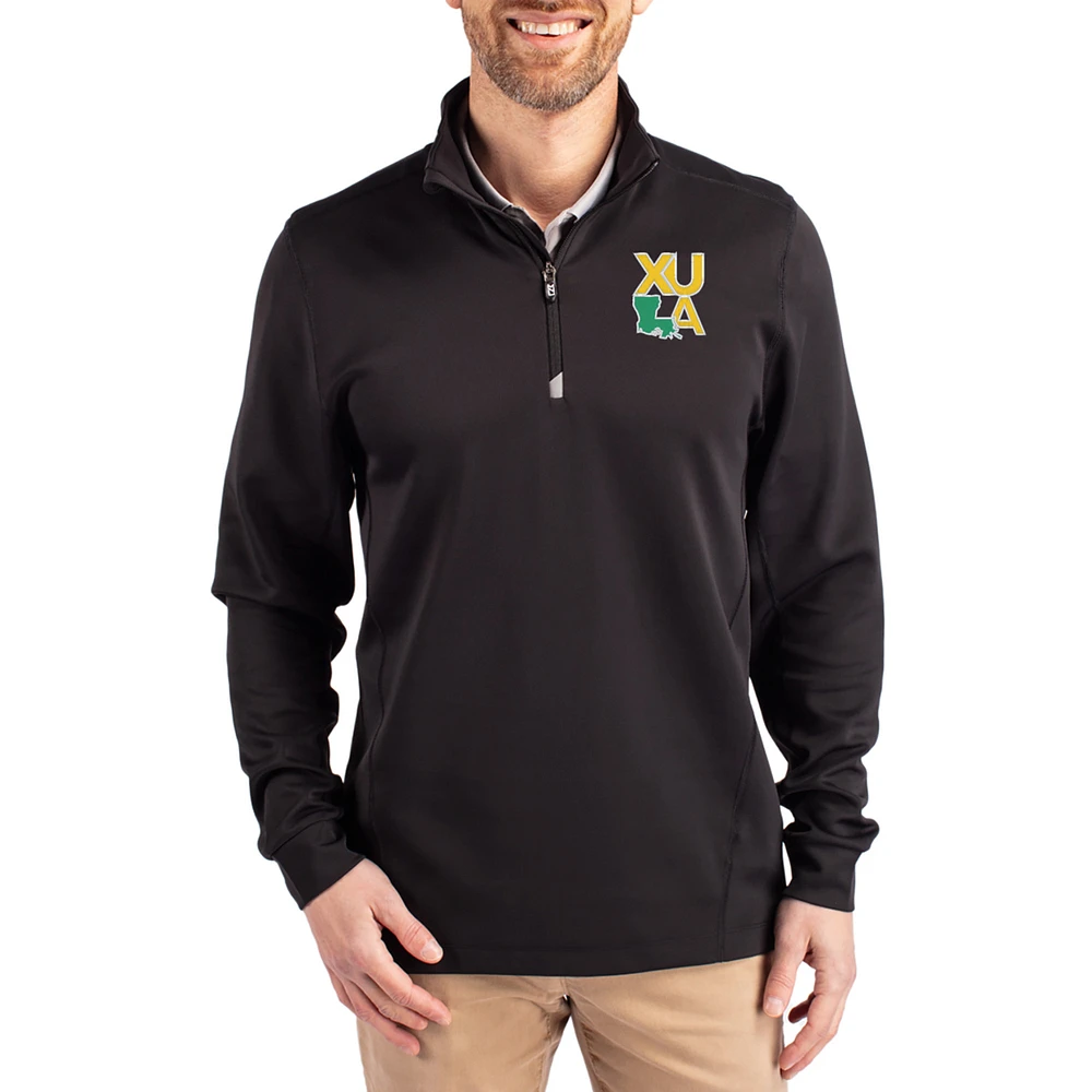 Men's Cutter & Buck Xavier University of Louisiana Gold Rush DryTec Traverse Stretch Eco Tri-Blend Quarter-Zip Pullover