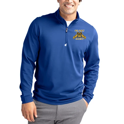Men's Cutter & Buck Blue North Carolina A&T Aggies DryTec Traverse Stretch Eco Tri-Blend Quarter-Zip Pullover